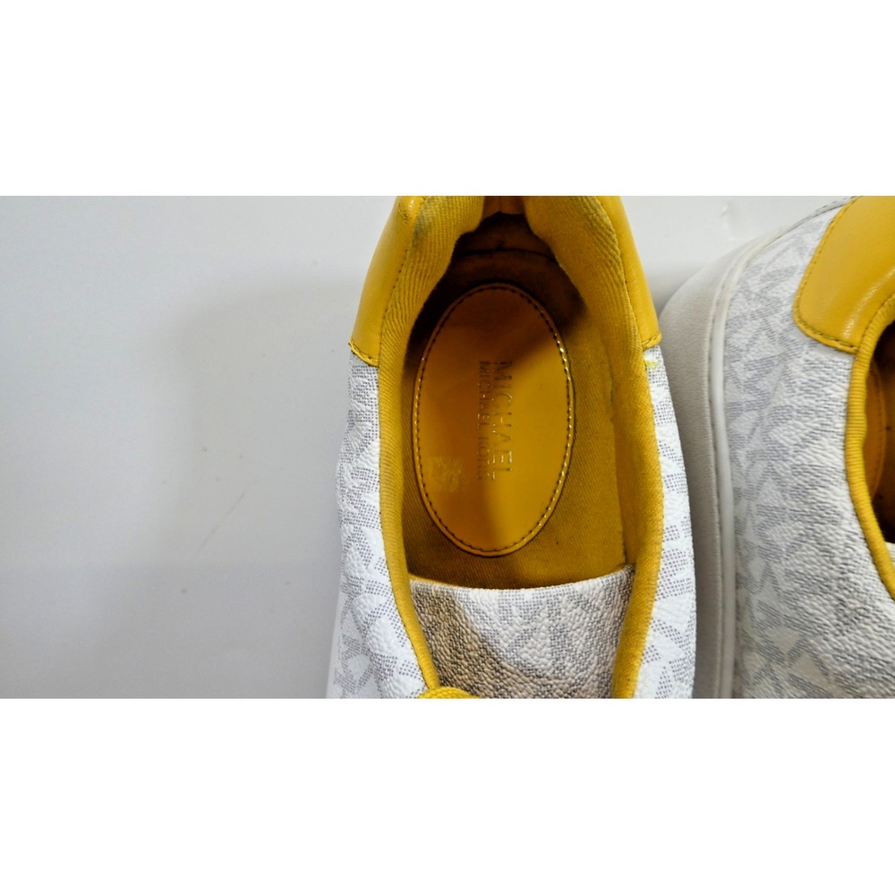 Michael Kors POPPY Monogram Lace-Up size 9M -White & Yellow - Picture 6 of 9